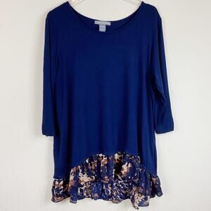 Kate & Mallory | Navy With Flyaway Back Top Sz L